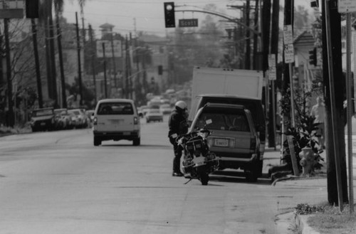 Motorcycle policeman at work