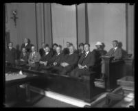 Jury for Clara Phillips trial sitting in a Los Angeles Courtroom, Los Angeles, 1922