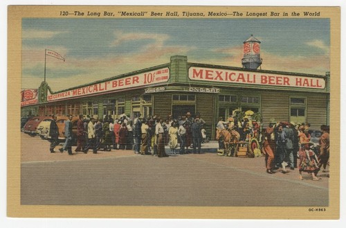 The long bar, "Mexicali" beer hall, Tijuana, Mexico - The longest bar in the world