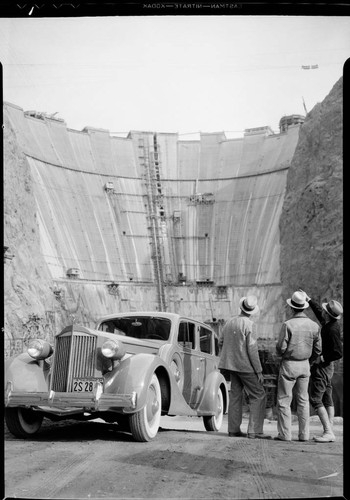 Packard automobile at Hoover Dam, 1934