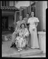 Misses Katherine S. Watkins, Katherine V. Moran and Maxine White, with Mrs. Louise Ward Watkins, Pasadena, 1935