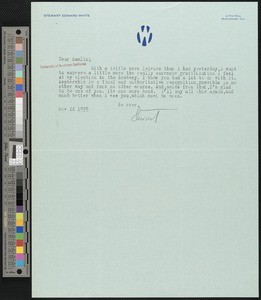 Stewart Edward White, letter, 1935-11-14, to Hamlin Garland
