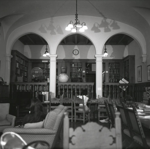 Studying in Holbein Room of Denison Library, Scripps College