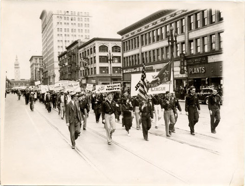 [San Francisco Communist Party marching in May Day parade]