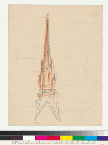 Colored sketch of a campanile