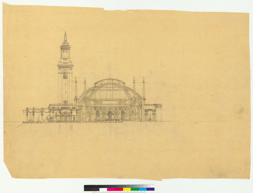 Municipal bath house elevation