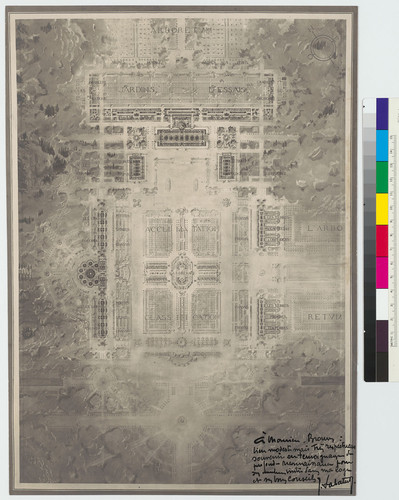 Photographic reproduction of an architectural drawing (ground plan)