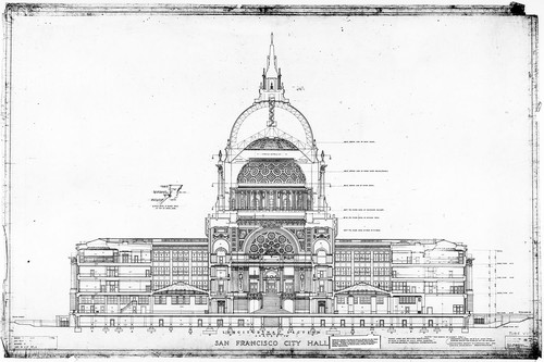 Longitudinal Section, San Francisco City Hall, Drawing No. 19