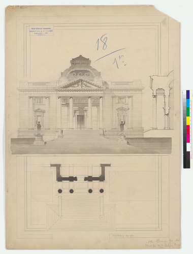 Architectural drawing of the Palace of Justice, signed by Arthur Brown, Jr