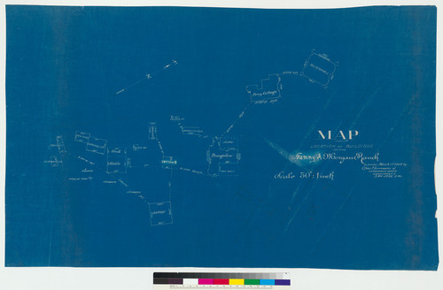 Blueprint map showing location of the buildings on the Fanny A. Morgan ranch