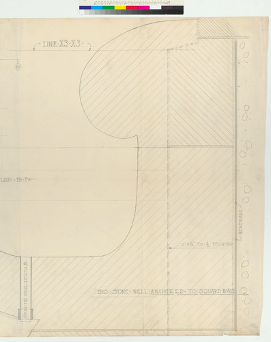 Architectural drawing of fountain base, Pasadena City Hall, right side of sheet no. 838