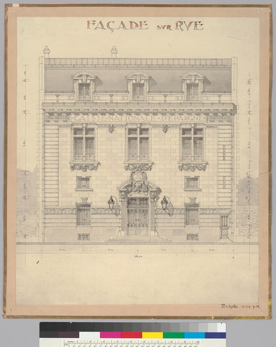 "Facade sur Rue," architectural drawing of Caisse Nationale d'Epargne