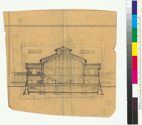 Architectural drawing of a cross-section of a building