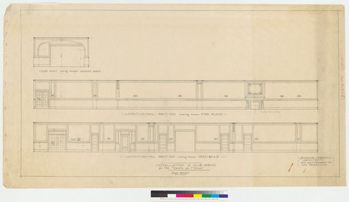 Installation of Club-rooms for the "Cercle de l'Union" [longitudinal sections]