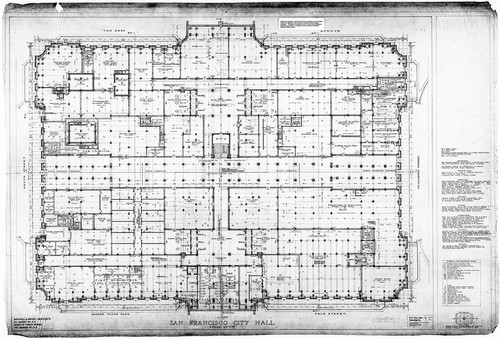 Ground Floor Plan, San Francisco City Hall, Drawing No. 7