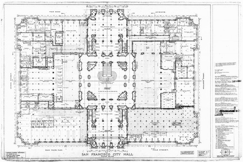 Main Floor Plan, San Francisco City Hall, Drawing No. 8