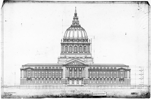 Polk Street Elevation, San Francisco City Hall Elevations, Drawing No. 15