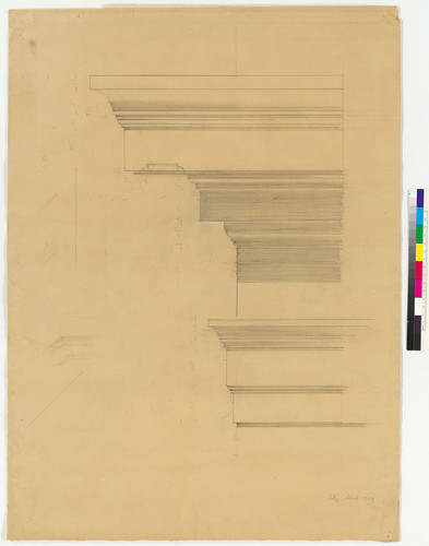 Detail of main cornice for Doe Library Annex, UC Berkeley