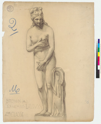 Drawing of a female nude sculpture