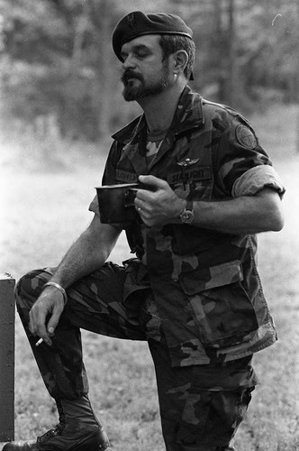 Camp instructor on a break, Liberal, 1982
