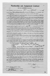 Big Pine Reparations Association membership and assignment contract agreement with Mrs. Nettie Hall and Lois H. Terry