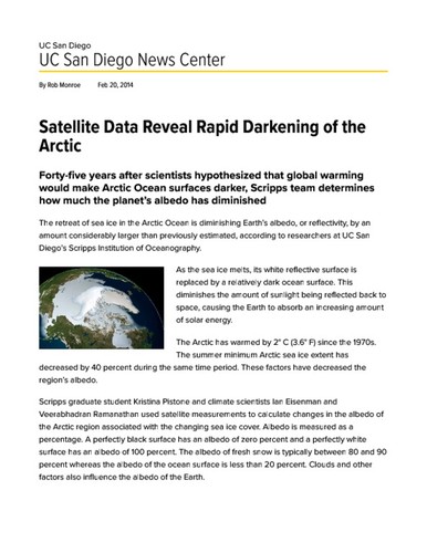 Satellite Data Reveal Rapid Darkening of the Arctic