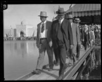 Herbert Hoover leaving Pacific Southwest Exposition, Long Beach, 1928