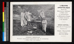 Girls standing by a spring, Ethiopia, ca.1920-1940