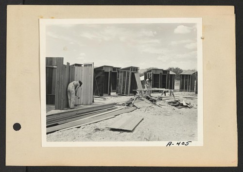 Poston, Ariz.--These little buildings are for the use of construction employees. Photographer: Clark, Fred Poston, Arizona