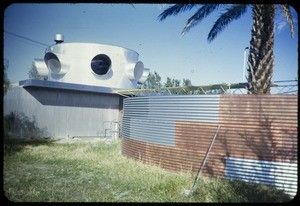 Frey residence, corrugated metal walls & skylight, Palm Springs, 1954
