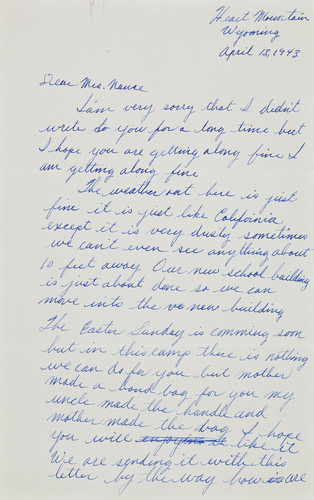 Letter from Roy Goto to [Afton] Nance, 1943 Apr 13