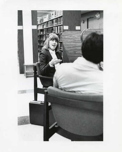 Graduate students in the Library, circa 1980