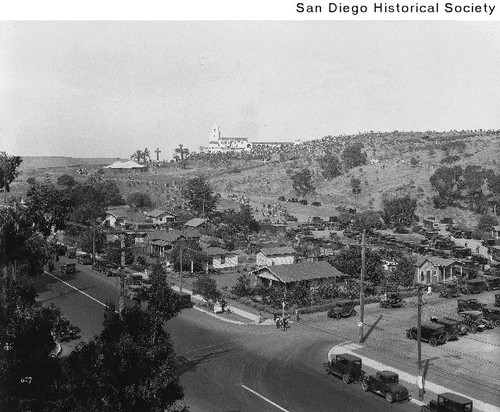 View of Old Town and Presidio Park on the day of the Serra Museum's dedication
