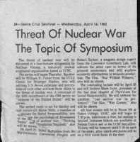 Threat of Nuclear War the Topic of Symposium