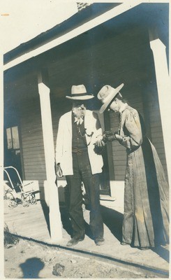 John Muir with Helen Muir? probably at Adamana, Arizona