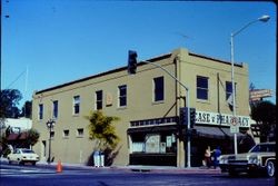Pease Pharmacy store at the corner of Bodega Avenue and Main Street, Sebastopol, California, 1976