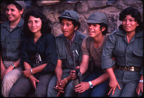 Guerrilleros smiling and laughing, La Palma, Chalatenango, 1983