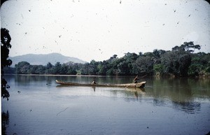 Men in pirogue, Mbam river, Centre Region, Cameroon, 1953-1968