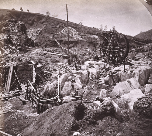 873. Placer Mining at Murphy's, Calaveras County, The Pumping Wheel