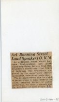 Act Banning Street Loud Speakers O.K.'d