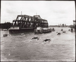 [Barge "Steward of San Francisco" with passengers at I Street bridge]