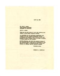 Letter from Frederick C. Dockweiler to John R. Larson, April 25, 1952