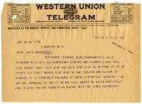 Telegram from William Randolph Hearst to Julia Morgan, May 4, 1924