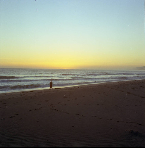 Sunset at Point Dume beach in Malibu, circa 1969