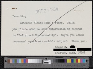 Lloyd B., letters (1964)