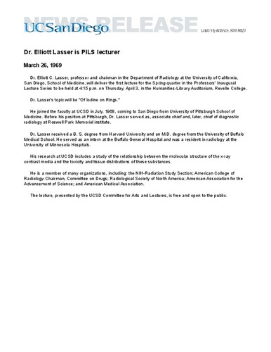 Dr. Elliott Lasser is PILS lecturer