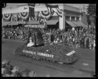 "Happy New Year" float in the Tournament of Roses Parade, Pasadena, 1927