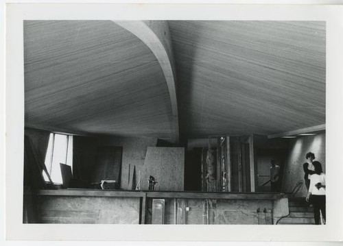 [Copper Spine House] interior view with detail of ceiling spine, Farrar, Phillip and Mary, residential, Carmel