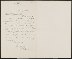 Thomas Sergeant Perry, letter, 1890-05-23, to Hamlin Garland
