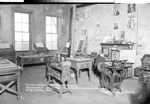 Composing Room, Territorial Enterprise Showing Desk used by Mark Twain & Other Famous Characters Virginia City, Nev